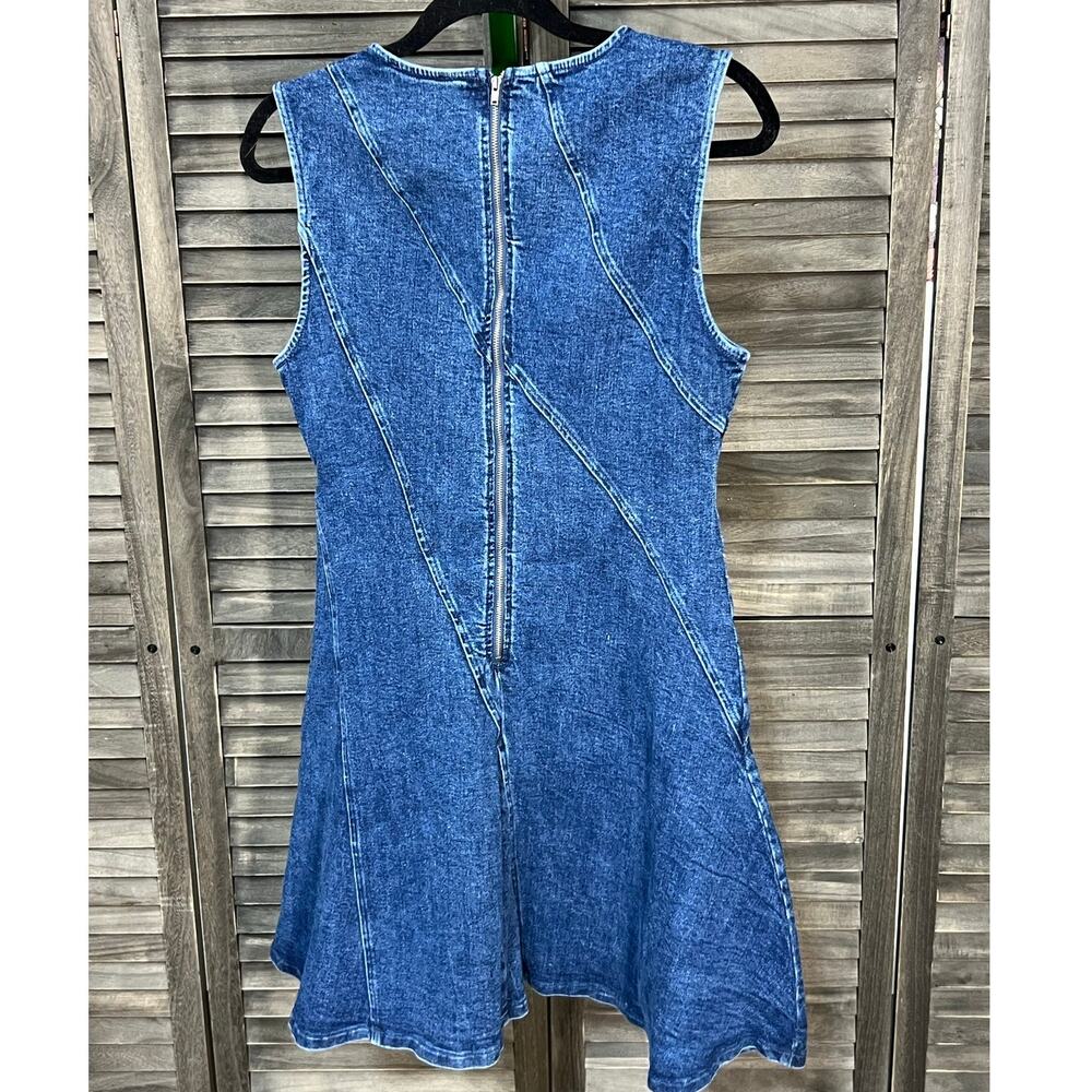 Flying Tomato Denim Mini Dress Large Sleeveless Fit & Flare NWOT - Picture 3 of 9